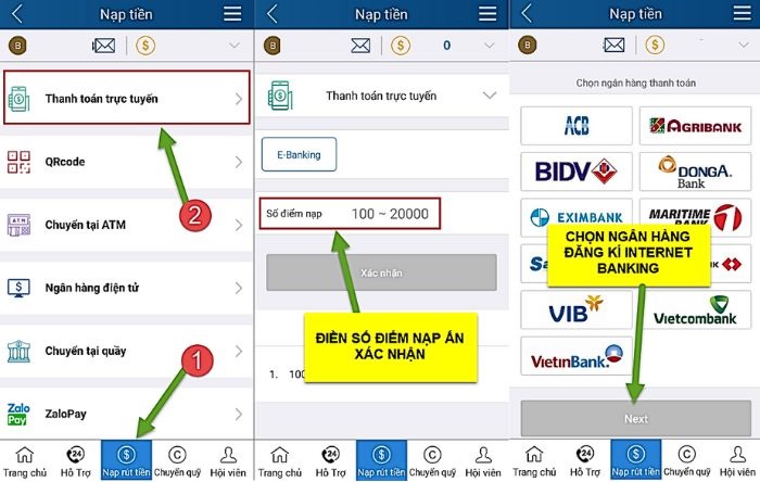 Sử dụng app internet banking để nạp tiền rất tiện lợi