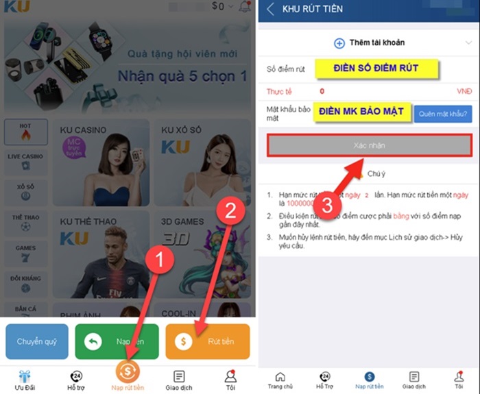 Hướng dẫn rút tiền Kubet88 qua điện thoại